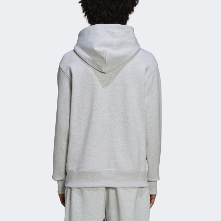 Sizing 阿迪达斯三叶草标志连帽卫衣 男女同款 浅灰色休闲运动衫 H58294