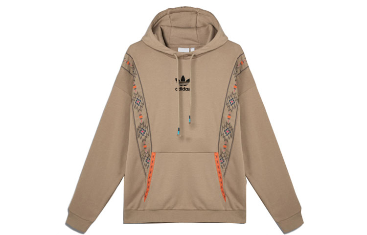 adidas Originals Trefoil Khaki Striped Pullover Hoodie Sweatshirt GV0915