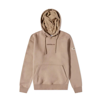 adidas Originals Trefoil Linear Hoodie Pullover, Solid Color Logo, Light Brown HM2652