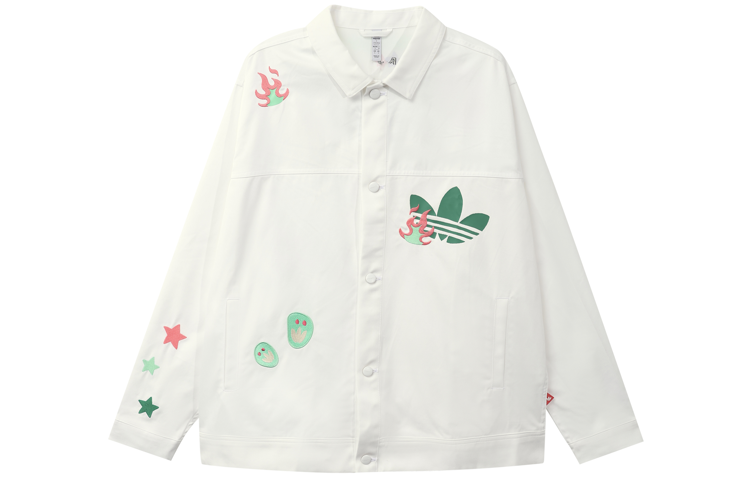 adidas Originals Trefoil Logo Cartoon Print Long Sleeve Jacket Unisex White HP0116 圖 2