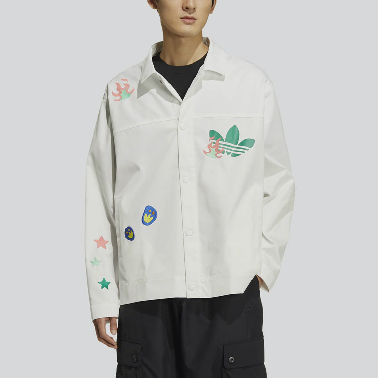 adidas Originals Trefoil Logo Cartoon Print Long Sleeve Jacket Unisex White HP0116 圖 4