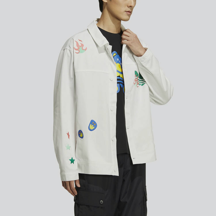adidas Originals Trefoil Logo Cartoon Print Long Sleeve Jacket Unisex White HP0116 圖 5