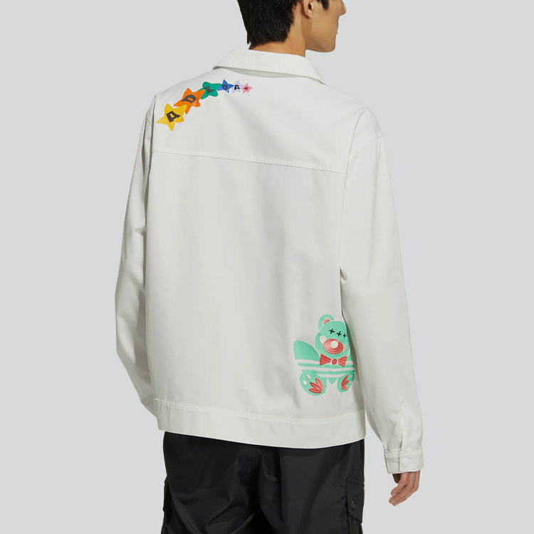 adidas Originals Trefoil Logo Cartoon Print Long Sleeve Jacket Unisex White HP0116 圖 6