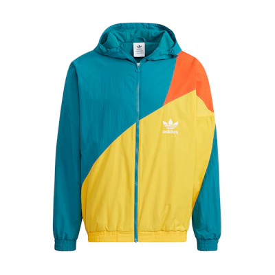 adidas Originals Trefoil Logo Colorblock Hooded Jacket Energy Teal H46705