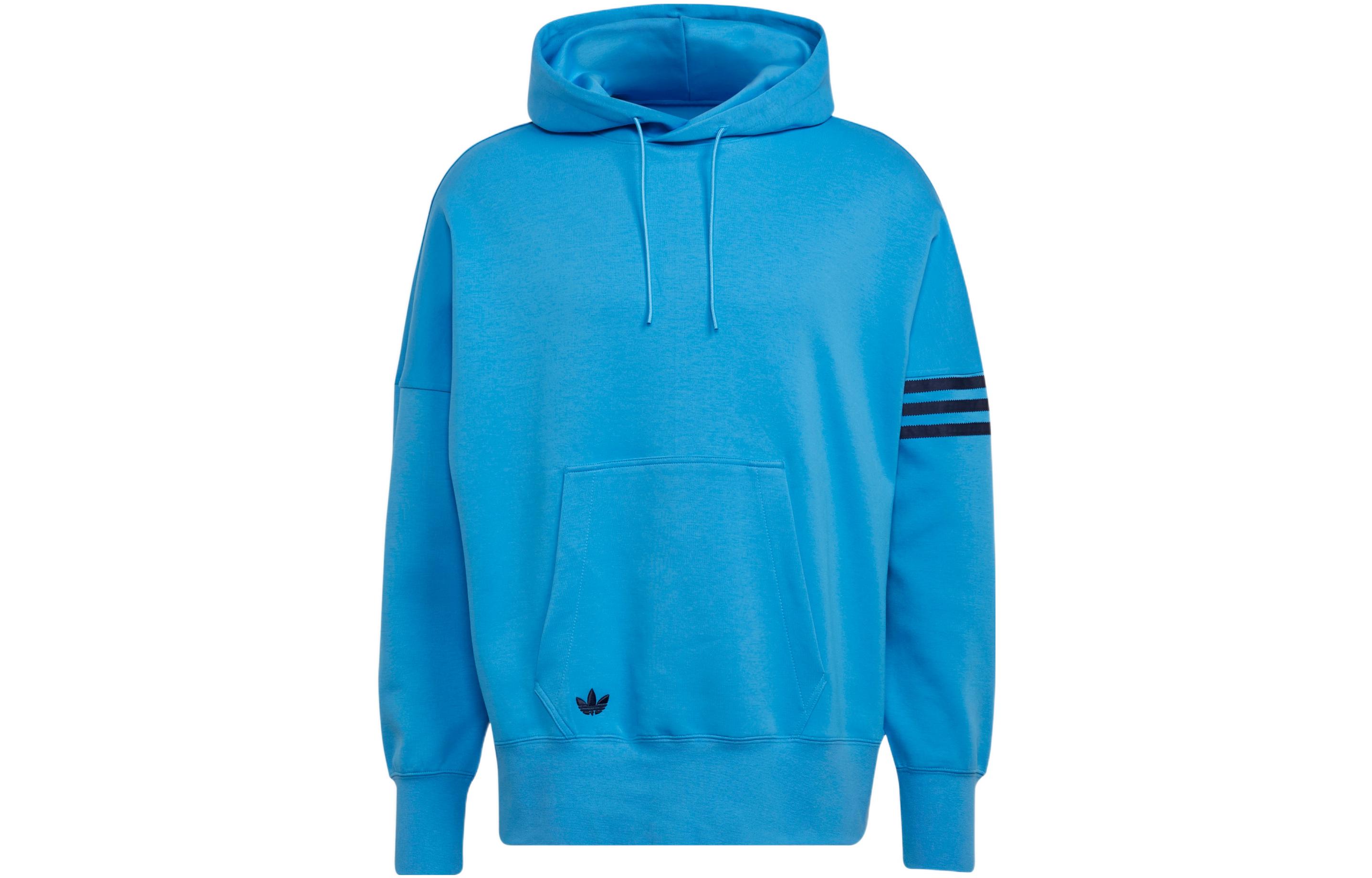 adidas Originals Trefoil Logo Drawstring Hoodie Long Sleeve - Blue HM1872