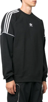 adidas Originals 三葉草刺繡三條紋黑色男士圓領運動衫 HK7344 Purchase adidas Originals 三葉草刺繡三條紋黑色男士圓領運動衫 HK7344