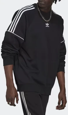 adidas Originals 三葉草刺繡三條紋黑色男士圓領運動衫 HK7344 Sizing adidas Originals 三葉草刺繡三條紋黑色男士圓領運動衫 HK7344