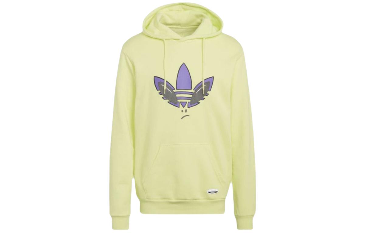 adidas Originals Trefoil Logo Embroidered Hoodie Yellow Loose Fit HC9451