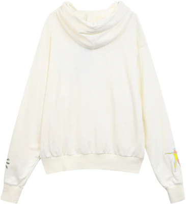 阿迪达斯三叶草刺绣Logo男女通用白色连帽衫 H43970 Lookbook 阿迪达斯三叶草刺绣Logo男女通用白色连帽衫 H43970