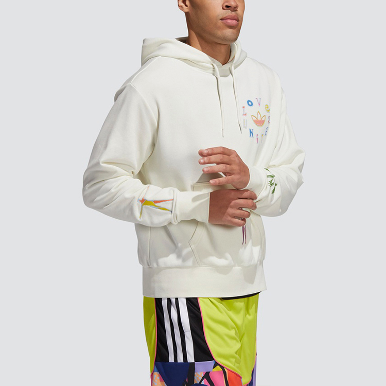 Purchase 阿迪达斯三叶草刺绣Logo男女通用白色连帽衫 H43970