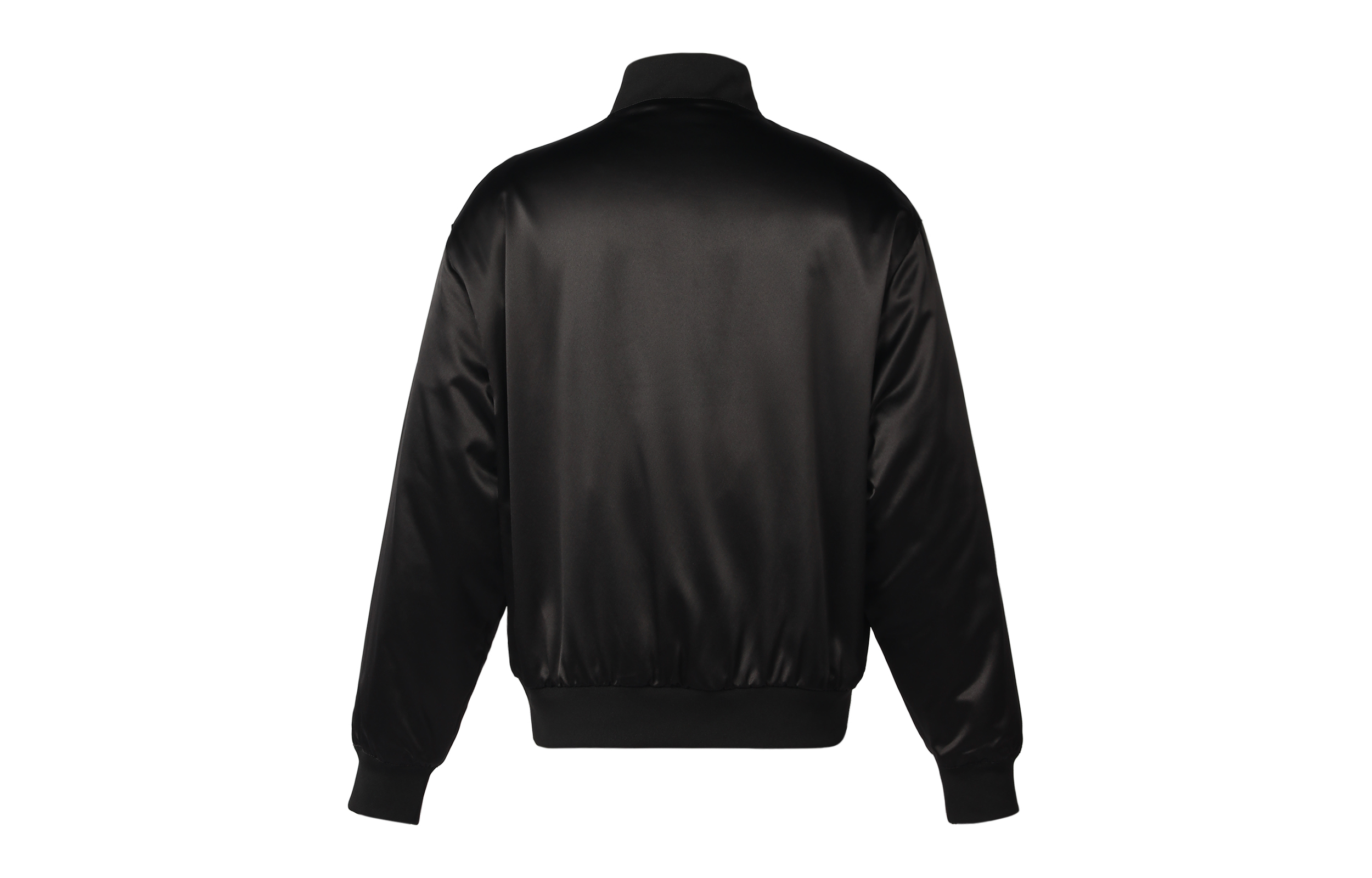 Lookbook 阿迪达斯三叶草刺绣标志缎面夹克黑色秋季款 H09165