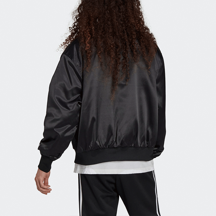 Purchase 阿迪达斯三叶草刺绣标志缎面夹克黑色秋季款 H09165