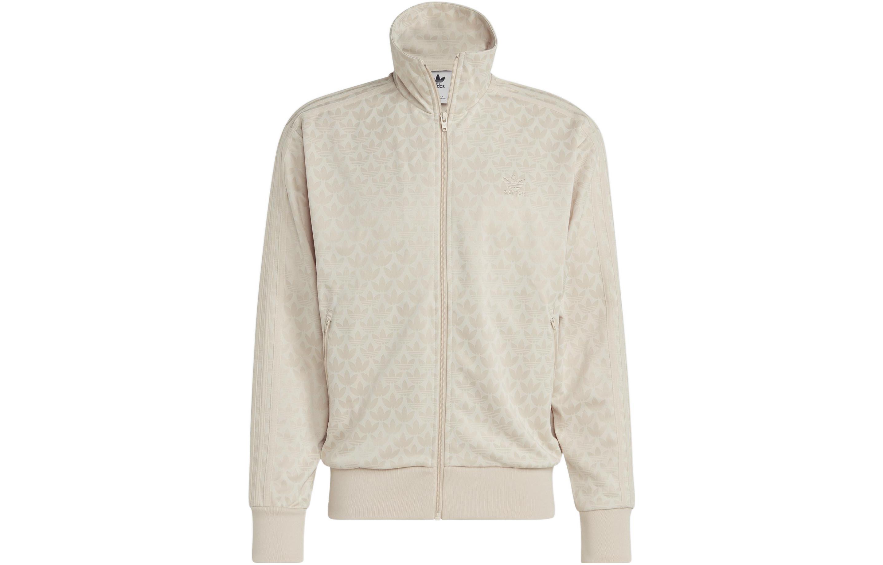 Order adidas Originals Jaket Zip-Up Logo Trefoil Sulaman Beige HZ4154