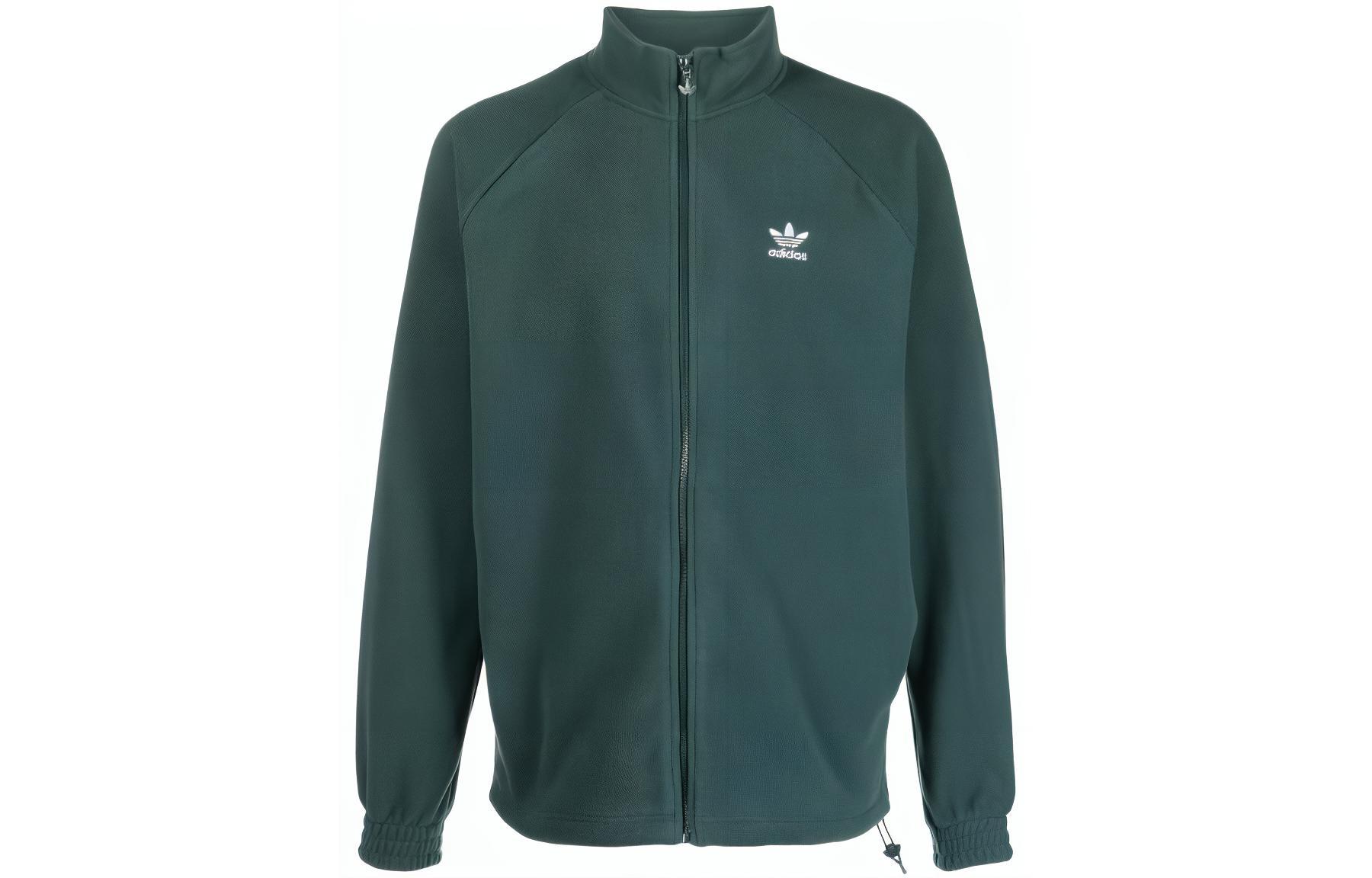adidas Originals Trefoil Logo Green Zip-Up Track Jacket for Men HK7297