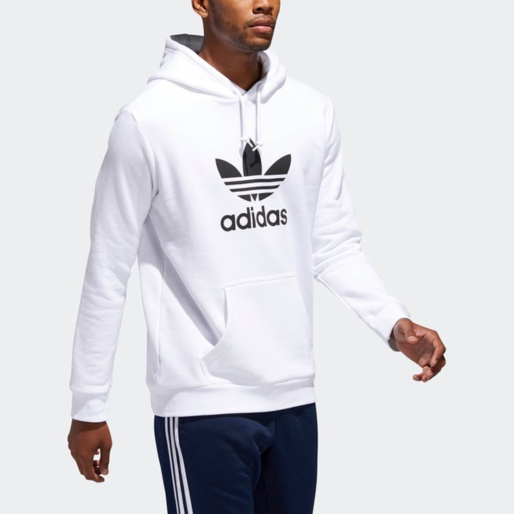 Details for adidas Originals Trefoil Logo Hoodie Putih - Baju Hoodie Depan Poket. DU7780