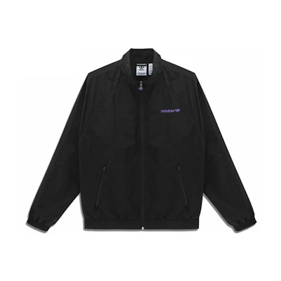 adidas Originals Trefoil Logo Print Track Jacket Black Long Sleeve HN0397