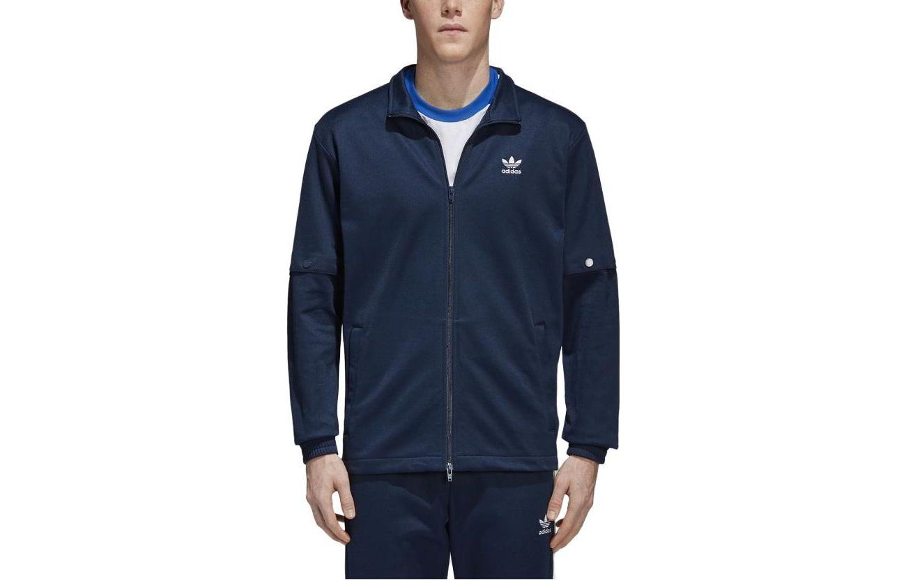adidas Originals Trefoil Logo Print Track Jacket Navy Blue CW1266