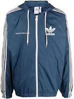 adidas Originals Trefoil Logo Printed Drawstring Hooded Jacket Blue HL9281 adidas Originals Trefoil Logo Printed Drawstring Hooded Jacket Blue HL9281