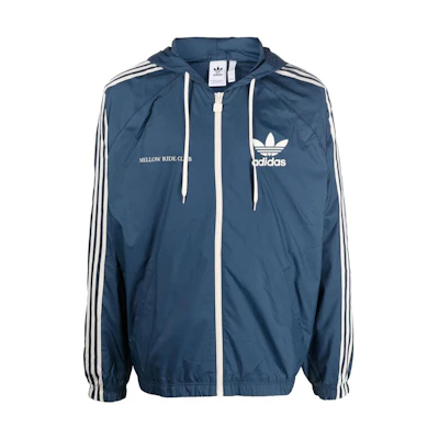 adidas Originals Trefoil Logo Printed Drawstring Hooded Jacket Blue HL9281