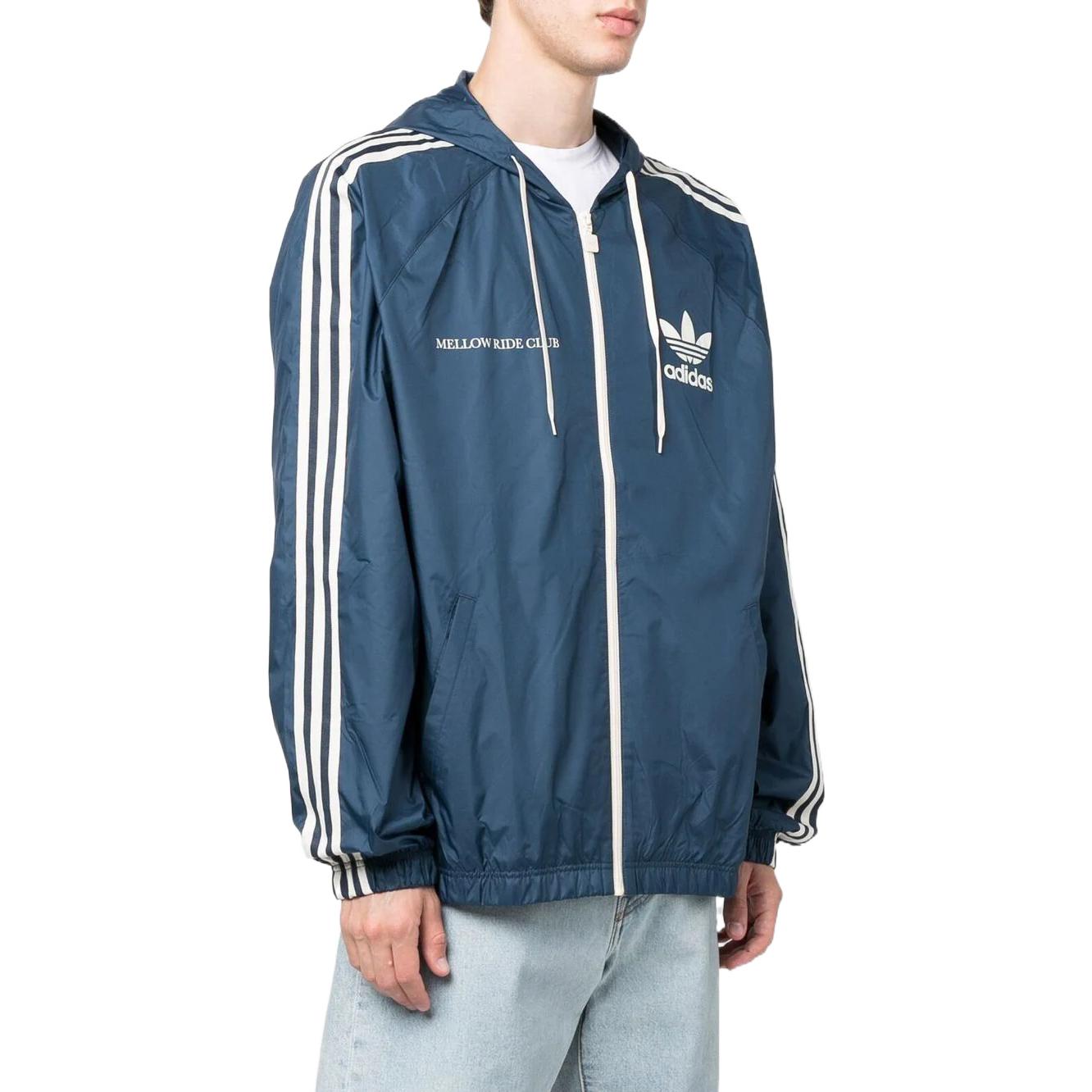 Shop adidas Originals Jaket Hoodie Biru Logo Trefoil dengan Tali Serut HL9281