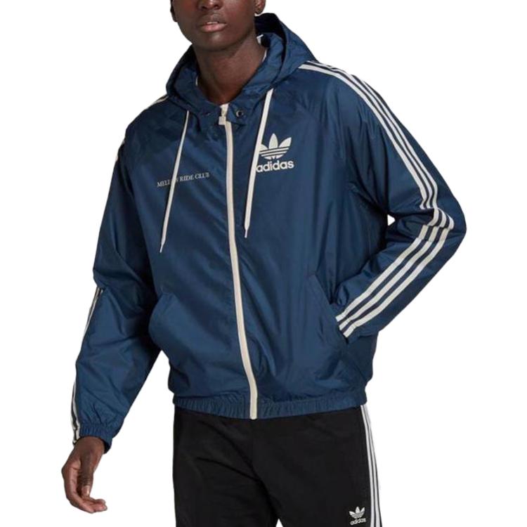Cheap adidas Originals Jaket Hoodie Biru Logo Trefoil dengan Tali Serut HL9281