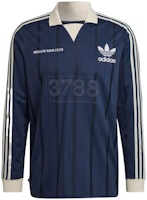 adidas Originals Trefoil Logo Striped Long Sleeve Polo Shirt Blue Mens. HN1676 adidas Originals Trefoil Logo Striped Long Sleeve Polo Shirt Blue Mens. HN1676