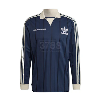adidas Originals Trefoil Logo Striped Long Sleeve Polo Shirt Blue Mens. HN1676