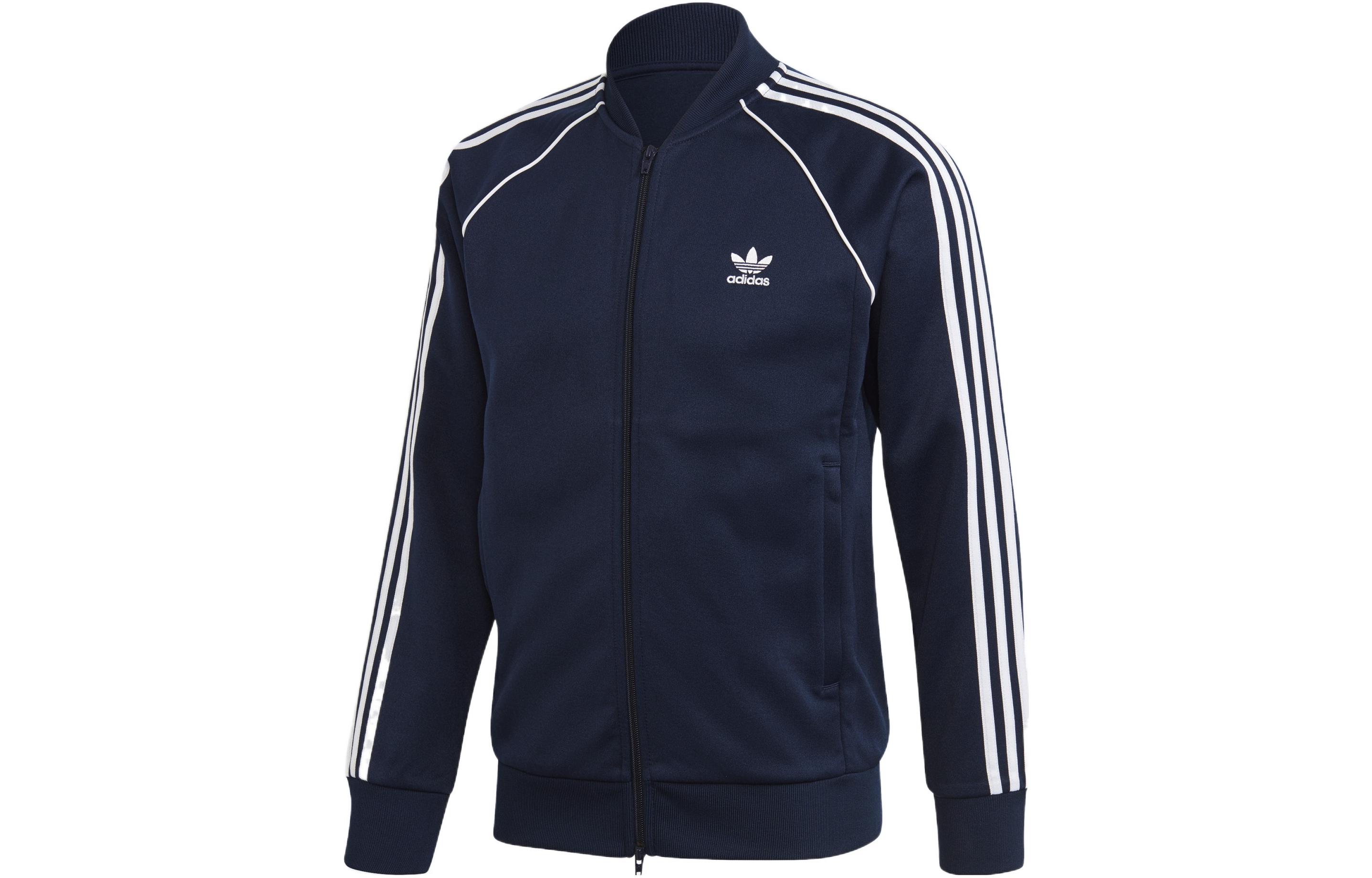adidas Originals Trefoil Logo Striped Zip Jacket Navy Blue GF0197
