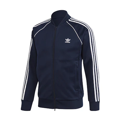 adidas Originals Trefoil Logo Striped Zip Jacket Navy Blue GF0197