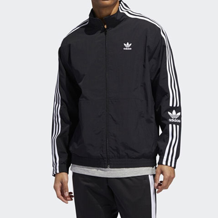 Shop adidas Originals 三葉草復古風黑色運動外套 ED6092