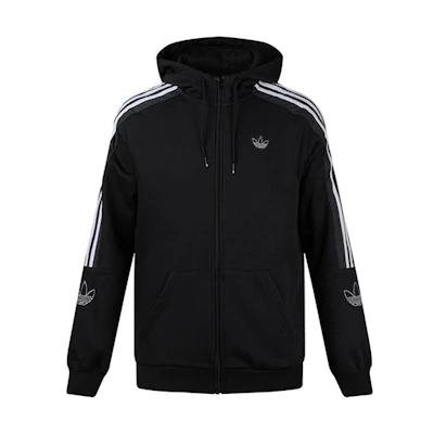 adidas Originals Trefoil Outline Fleece Zip Hoodie Jacket Black ED4693
