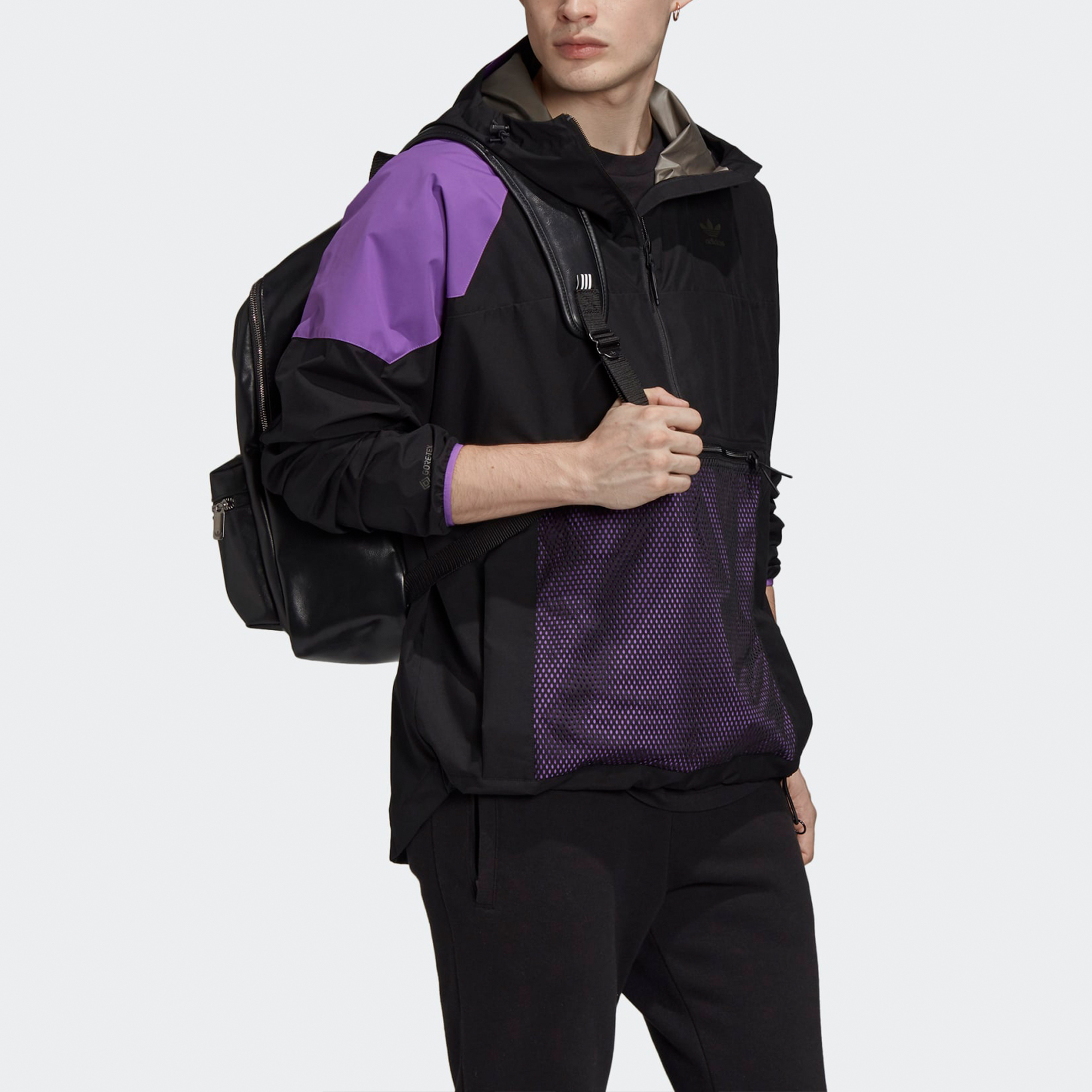 Details for adidas Originals 三葉草可收納半拉鍊黑色外套 休閒運動裝 FM3679