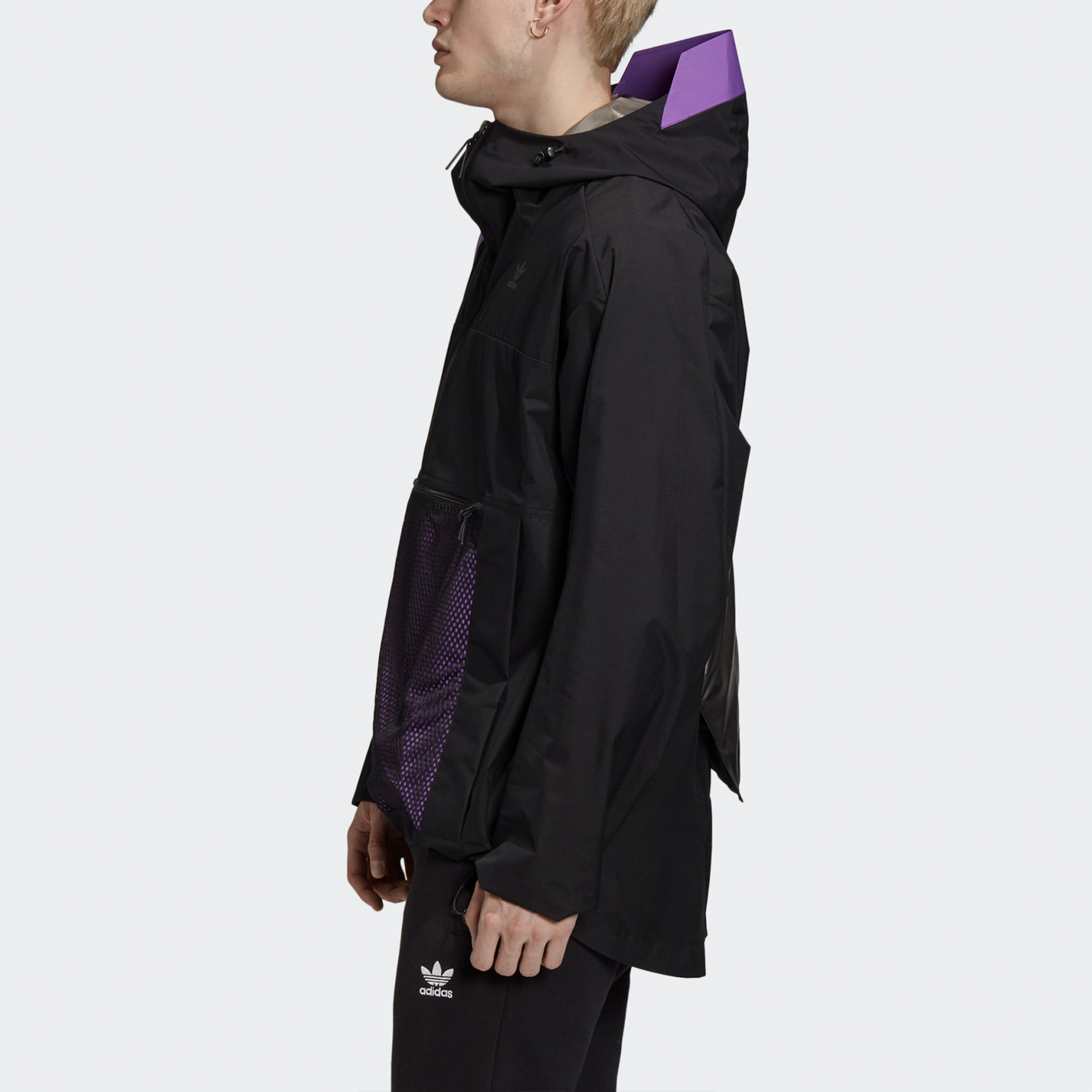 Sizing adidas Originals 三葉草可收納半拉鍊黑色外套 休閒運動裝 FM3679