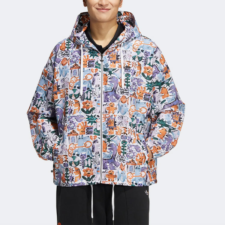 Lookbook adidas Originals Hoodie Jaket Trefoil Print Multicolor Unisex. HR6438