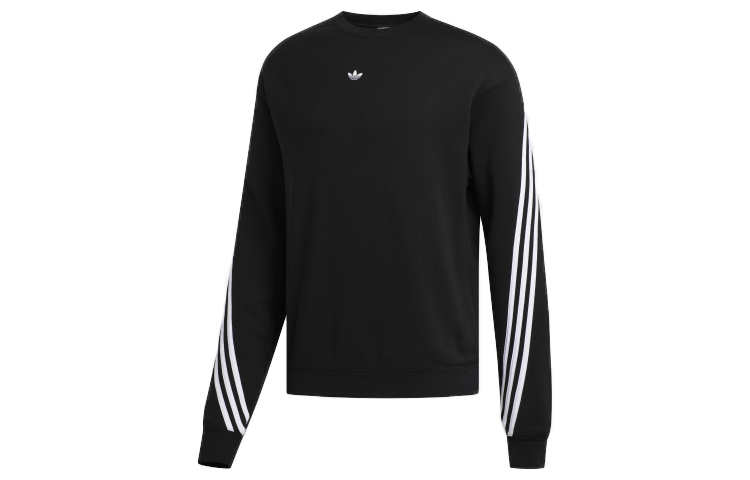 Shop adidas Originals 三葉草黑色寬鬆休閒秋季連帽衫 FM1522