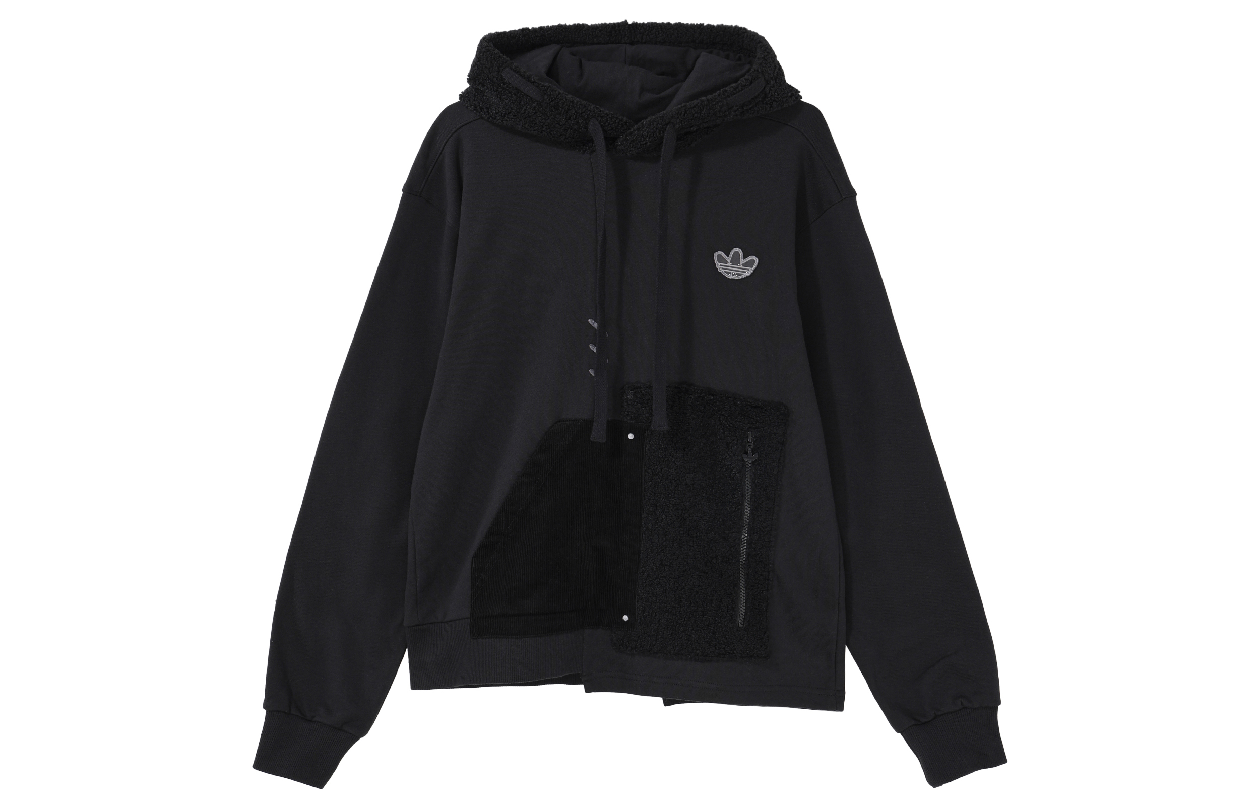 adidas Originals Trefoil Puppet Series Patchwork Hoodie Unisex Black HC0352