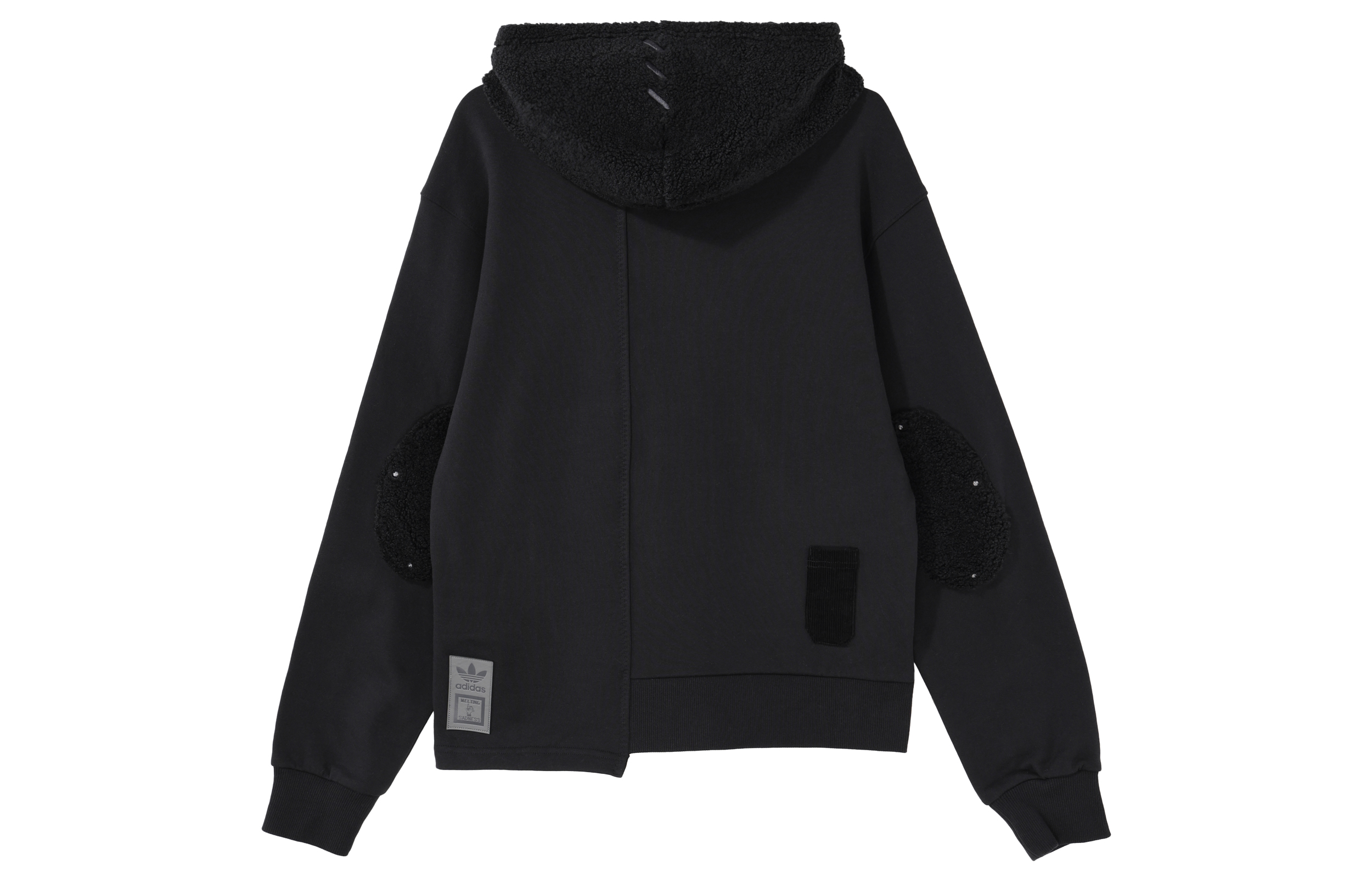 Lookbook 아디다스 오리지널 트레포일 퍼펫 시리즈 패치워크 후디 유니섹스 블랙 HC0352