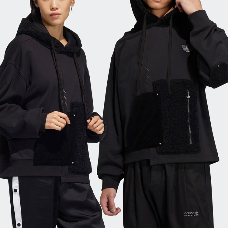 Purchase 아디다스 오리지널 트레포일 퍼펫 시리즈 패치워크 후디 유니섹스 블랙 HC0352