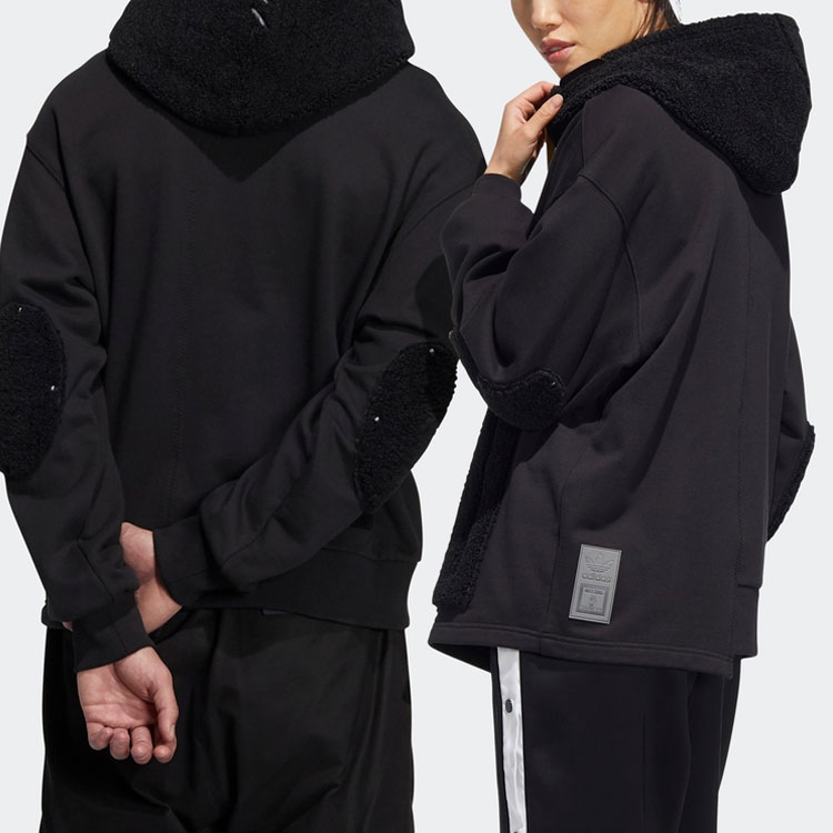 Details for 아디다스 오리지널 트레포일 퍼펫 시리즈 패치워크 후디 유니섹스 블랙 HC0352