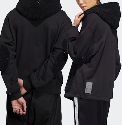 아디다스 오리지널 트레포일 퍼펫 시리즈 패치워크 후디 유니섹스 블랙 HC0352 Details for 아디다스 오리지널 트레포일 퍼펫 시리즈 패치워크 후디 유니섹스 블랙 HC0352