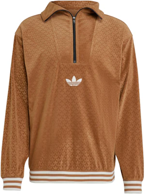 adidas Originals 三葉草反光天鵝絨半拉鍊棕色長袖上衣 IB3421 Buy adidas Originals 三葉草反光天鵝絨半拉鍊棕色長袖上衣 IB3421