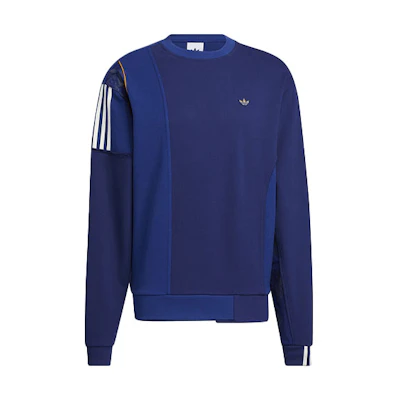 adidas Originals Trefoil Retro Colorblock Logo Stripe Crewneck Sweatshirt Blue HH9964