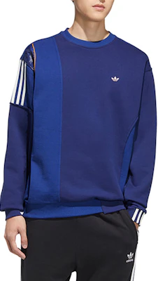 adidas Originals 三葉草復古條紋配色Logo圓領衛衣 藍色 HH9964 Lookbook adidas Originals 三葉草復古條紋配色Logo圓領衛衣 藍色 HH9964