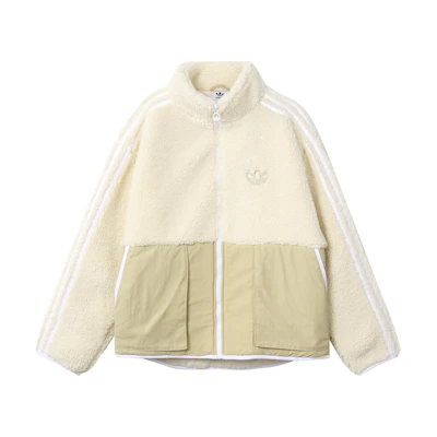 adidas Originals Trefoil Retro Fleece Jacket with Embroidered Logo - Unisex Off-White HY1378