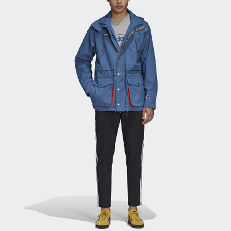 Shop adidas Originals Trefoil Hoodie Biru Solid Jaket Santai Sukan FR9280