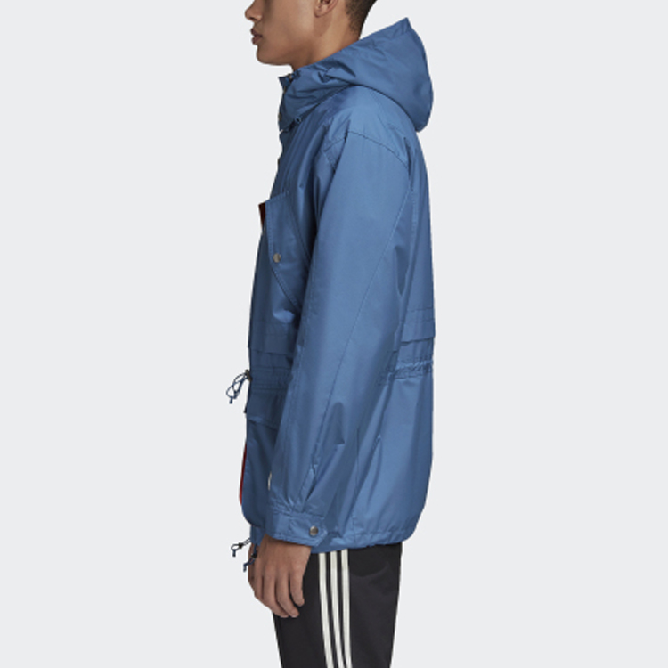 Sizing adidas Originals Trefoil Hoodie Biru Solid Jaket Santai Sukan FR9280