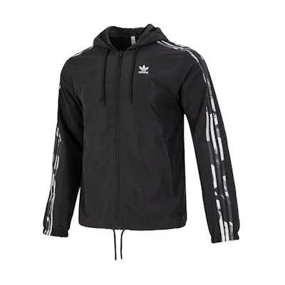 adidas Originals Trefoil Striped Logo Casual Jacket Black Hoodie HK5139