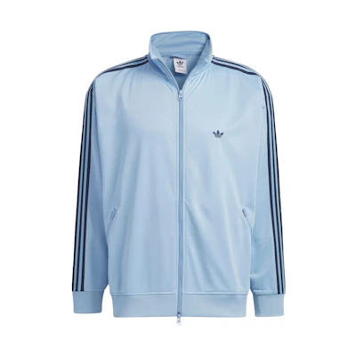 adidas Originals Trefoil Striped Logo Print Retro Zip Jacket Light Blue Unisex IK9150