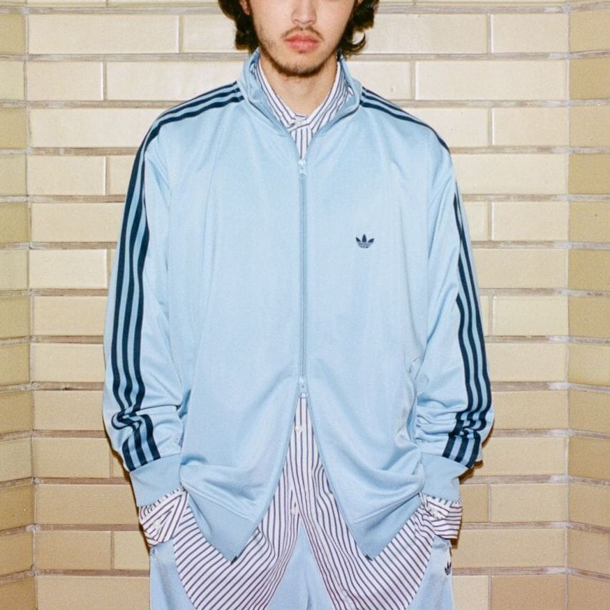 adidas Originals Trefoil Striped Logo Print Retro Zip Jacket Light Blue Unisex IK9150 圖 4