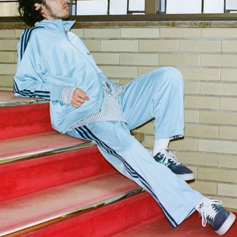 adidas Originals Trefoil Striped Logo Print Retro Zip Jacket Light Blue Unisex IK9150 圖 7